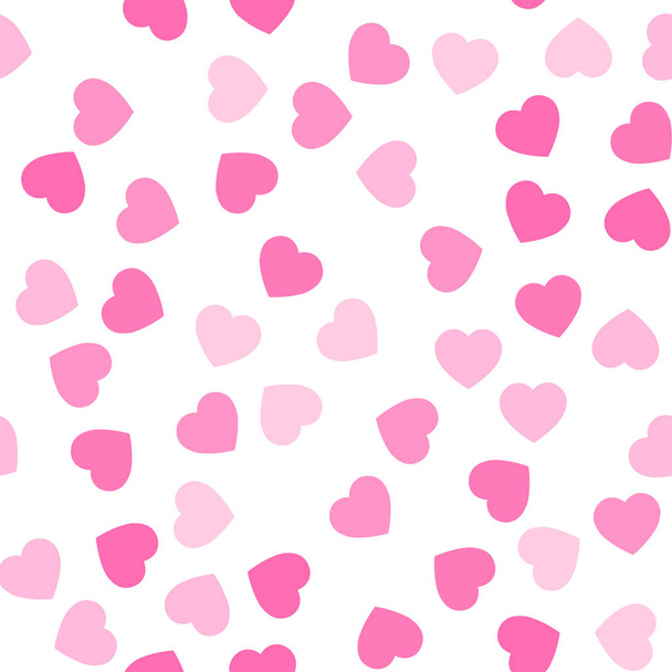 Pink hearts seamless pattern. Random scattered hearts background. Love or Valentine theme. Vector illustration - Вектор, зображення
