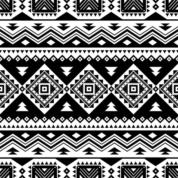 Padrão tribal listrado sem costura. Fundo branco-preto geométrico asteca. Pode ser usado em design de tecido para roupas, acessórios; papel decorativo, embrulho, web design, etc. Ilustração vetorial
 - Vetor, Imagem