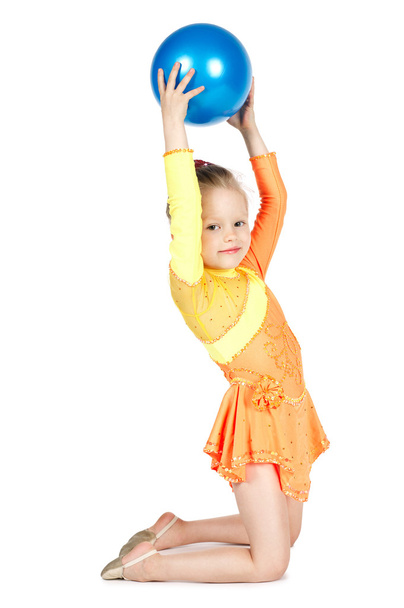 Beautiful girl gymnast with a ball - Foto, Imagen