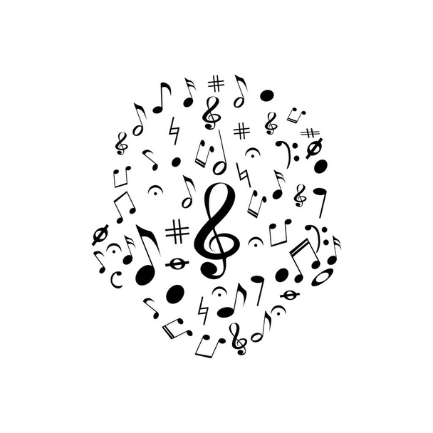 Design of the head with black music notes - Vector, afbeelding
