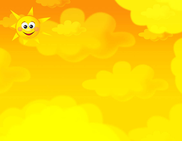 мультяшне літнє небо і щасливий сонце фон з простором для тексту - ілюстрація для дітей
 - Фото, зображення