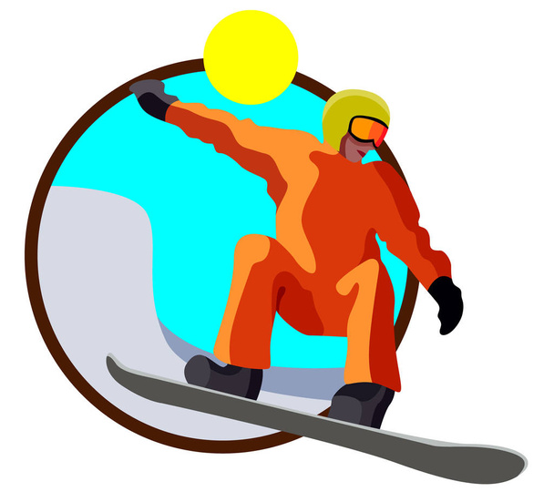 εικονίδιο, snowboarder στο snowboard, χειμερινά σπορ, διάνυσμα που απομονώνονται σε λευκό φόντο - Διάνυσμα, εικόνα