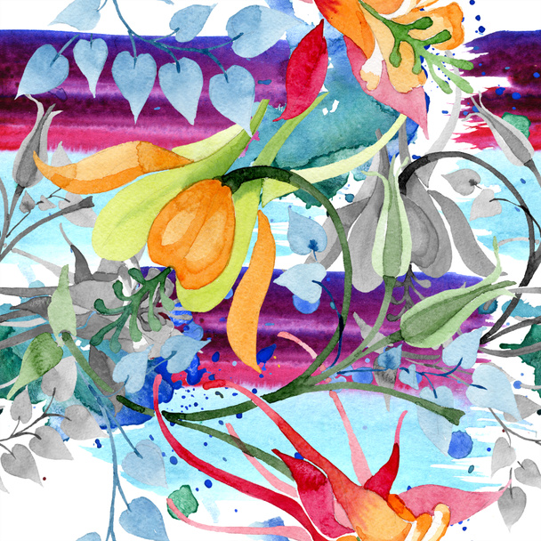 Sieraad floral botanische bloem. Aquarel achtergrond afbeelding instellen. Aquarel tekenen mode aquarelle geïsoleerd. Naadloze achtergrondpatroon. Structuur behang print textuur. - Foto, afbeelding