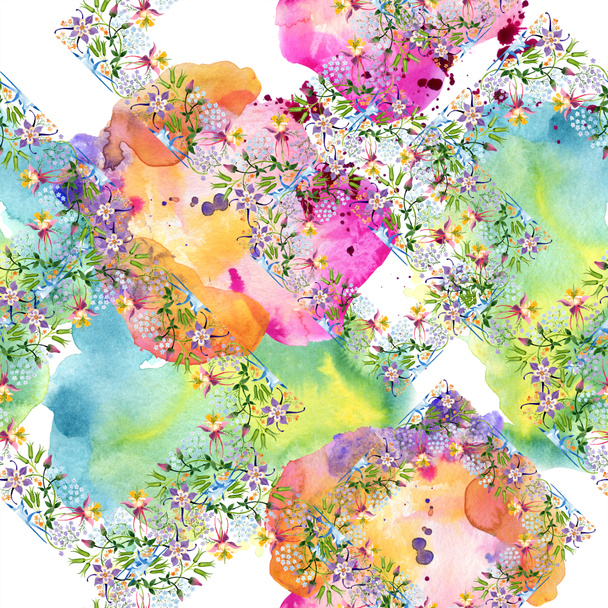 Watercolor background illustration floral set. Seamless background pattern. Fabric wallpaper print texture. - Zdjęcie, obraz