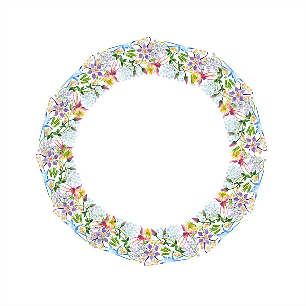 Conjunto de ilustración de fondo acuarela. Acuarela marco vacío borde ornamento floral con espacio de copia
. - Foto, Imagen