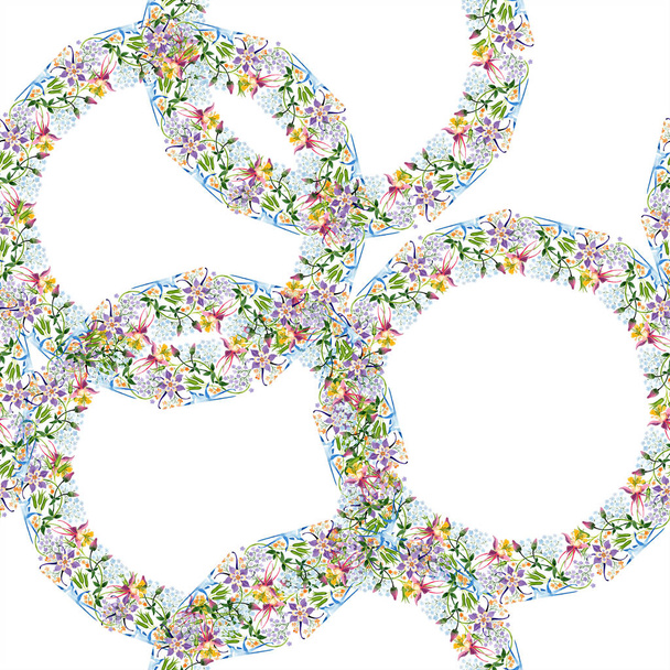 Watercolor background illustration floral set. Seamless background pattern. Fabric wallpaper print texture. - Foto, Imagem