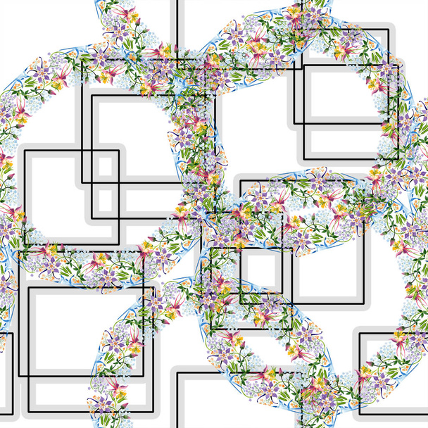 Ακουαρέλα φόντο εικονογράφηση floral συνόλου. Απρόσκοπτη υπόβαθρο μοτίβο. Ύφασμα ταπετσαρία υφή. - Φωτογραφία, εικόνα