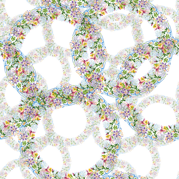 Watercolor background illustration floral set. Seamless background pattern. Fabric wallpaper print texture. - Foto, imagen
