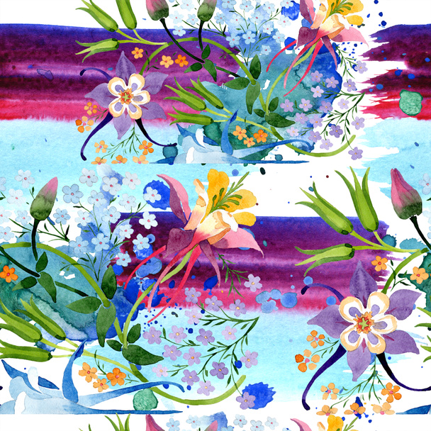 Akvarell háttér illusztráció virágos szett. Varratmentes háttérben minta. Anyagot a nyomtatási textúrát. - Fotó, kép