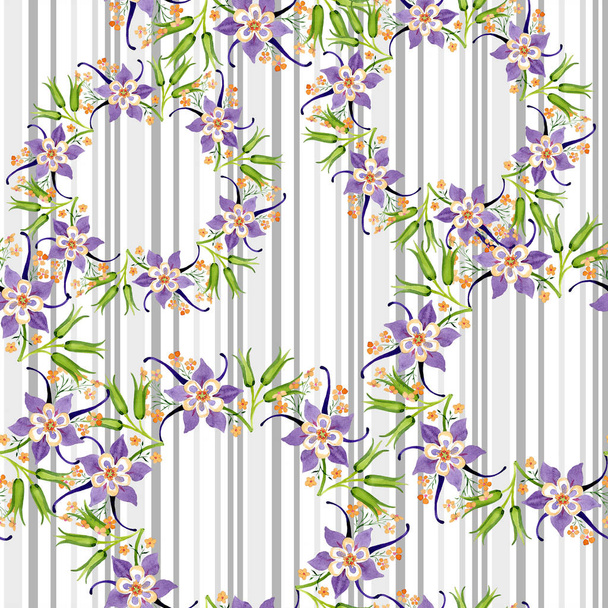 Watercolor background illustration floral set. Seamless background pattern. Fabric wallpaper print texture. - 写真・画像