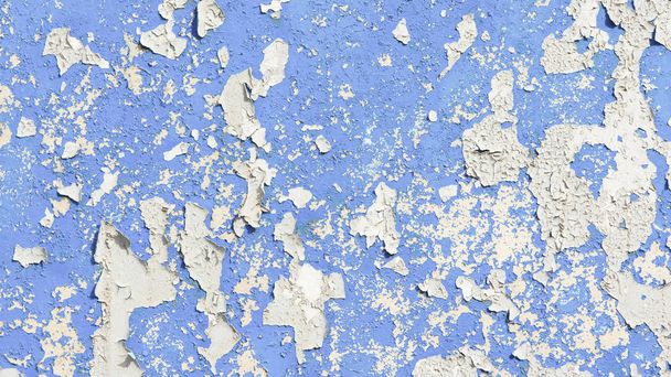 light coloured blue peeling paint on the old rough concrete surface - Фото, изображение