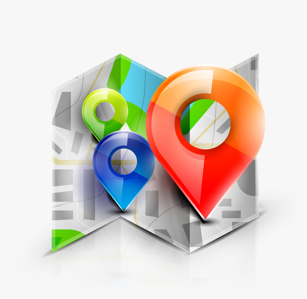 Mapa navigační ikony - Vektor, obrázek