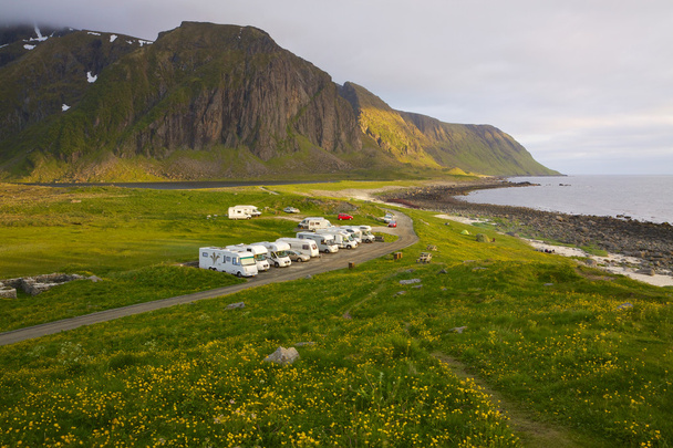 Caravans on Lofoten islands - Фото, изображение
