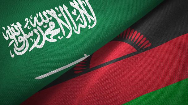 malawi und saudi-arabien flaggen zusammen beziehungen textil gewebe textur - Foto, Bild