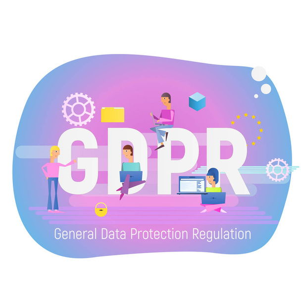 Concept of GDPR - General Data Protection Regulation. Idea of Safety and Security. Vector Illustration for Web Page, Banner, Social Media and Landing Page. Square Format. - Vektor, Bild