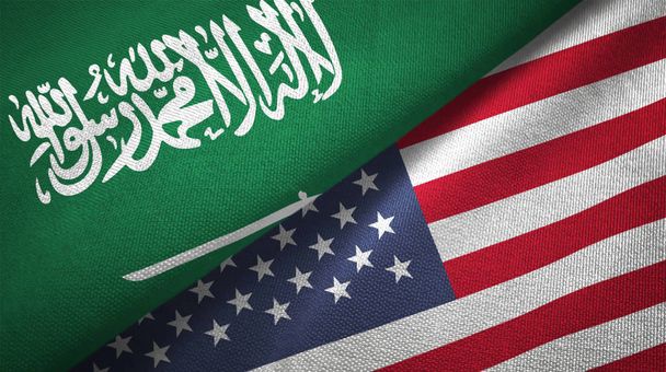 США і Саудівської Аравії прапори разом відносин текстильна тканина текстурою тканини - Фото, зображення