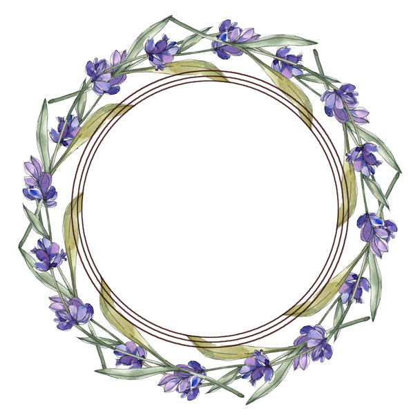 Purple lavender. Watercolor illustration set. Seamless background pattern. Fabric wallpaper print texture. - Fotografie, Obrázek