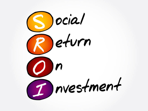 SROI - сокращение Social Return On Investment, история бизнес-концепции - Вектор,изображение