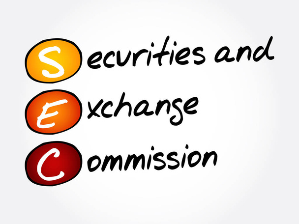 SEC - Securities and Exchange Commission lyhenne, liiketoimintakonseptin tausta - Vektori, kuva