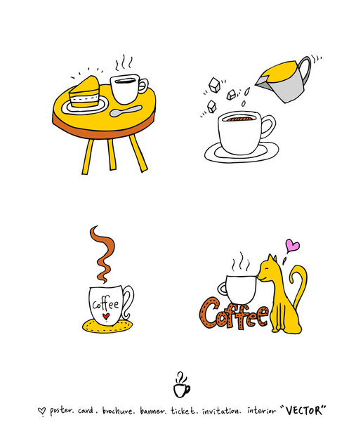 Afiche de café / ilustración de café incompleta - vector
 - Vector, Imagen