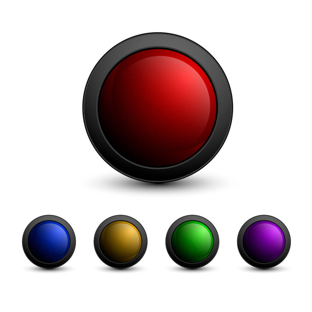 Set of multicolored glass buttons - Vector, Image