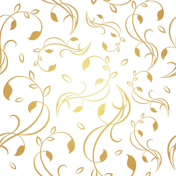Seamless floral gold pattern, vector design - Vector, imagen