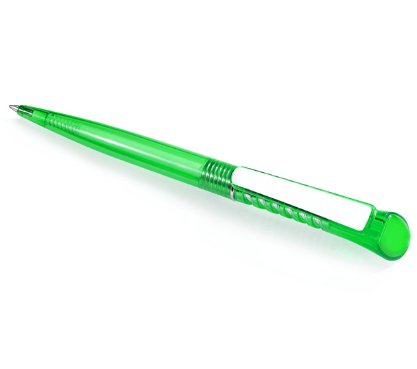 automatischer grüner Kugelschreiber auf weißem Hintergrund - Foto, Bild