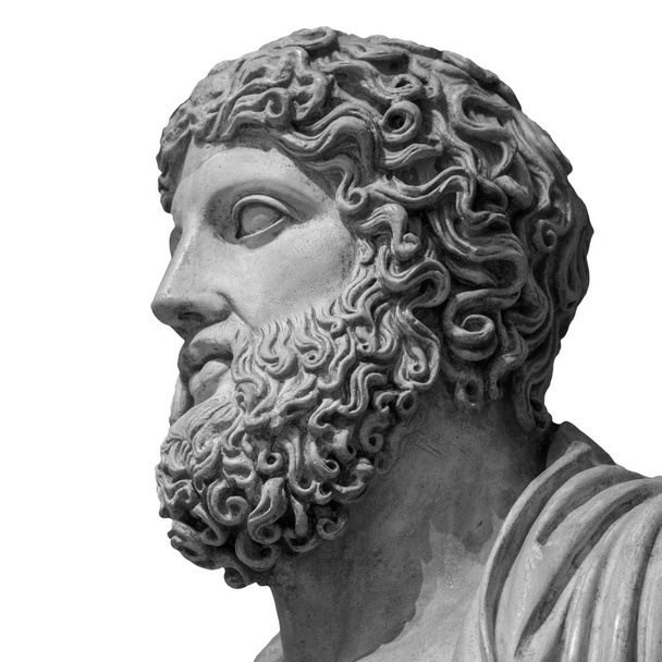 Marble statue of greek god Zeus isolated on white background - Foto, Imagen