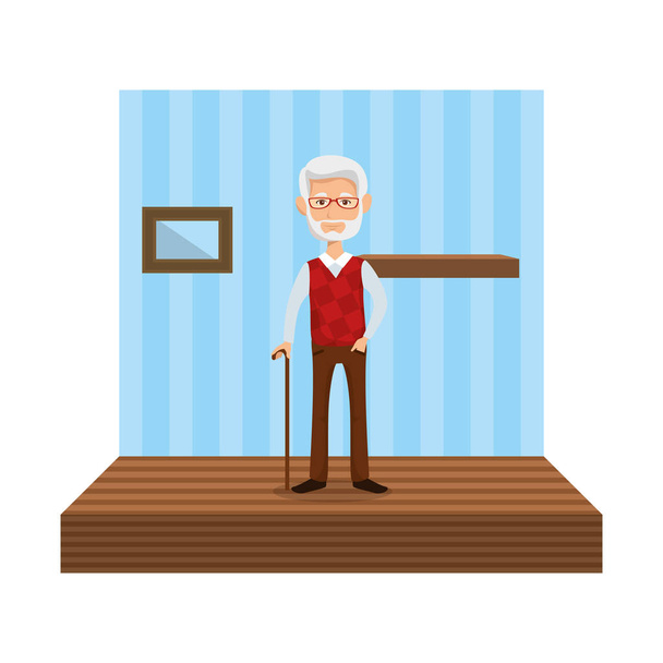 χαριτωμένο παππού στο διάδρομο - Διάνυσμα, εικόνα
