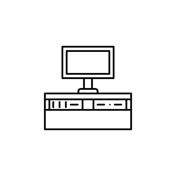 armário, tv, ícone do esboço do suporte. Sinais e símbolos ícone esboço pode ser usado para web, logotipo, aplicativo móvel, UI, UX no fundo branco
 - Vetor, Imagem
