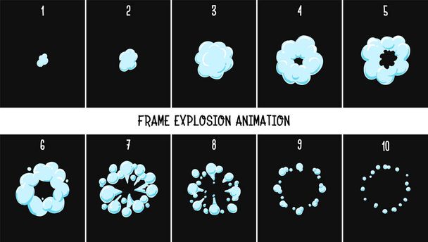 2D classic animációs robbanás. Animáció a füst. Játékok a sprite. -Vektor - Vektor, kép