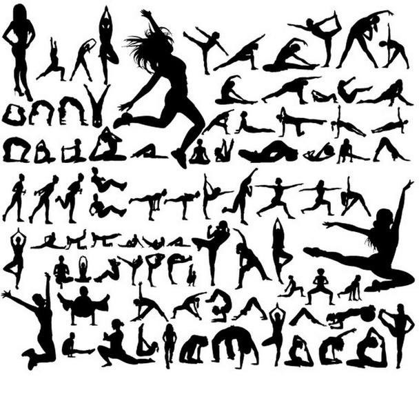 Posturas de yoga
 - Vector, imagen