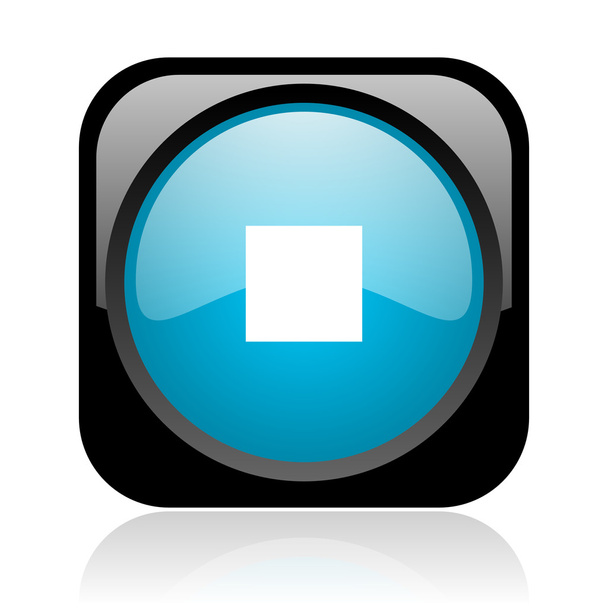 stop black and blue square web glossy icon - Foto, Imagen