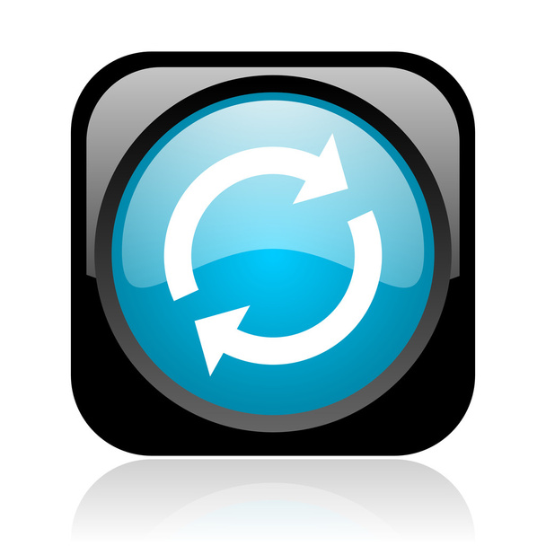 reload black and blue square web glossy icon - Foto, afbeelding