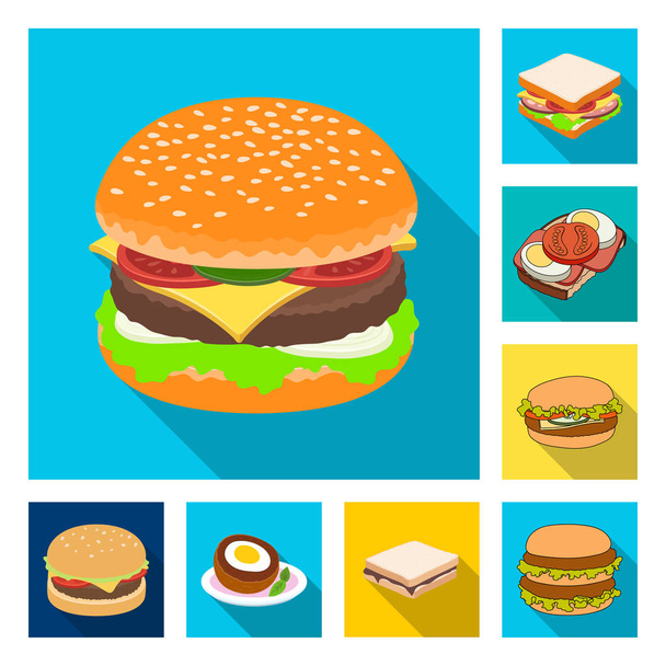 Isolated object of sandwich and wrap logo. Collection of sandwich and lunch vector icon for stock. - Vektor, Bild