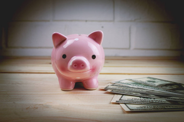 piggy bank and money.  - Photo, image