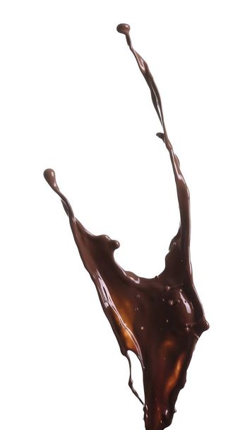 Salpicadura de chocolate caliente sobre fondo blanco - Foto, Imagen