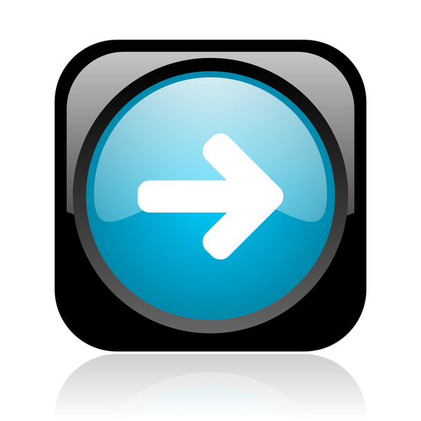 arrow right black and blue square web glossy icon - Фото, зображення