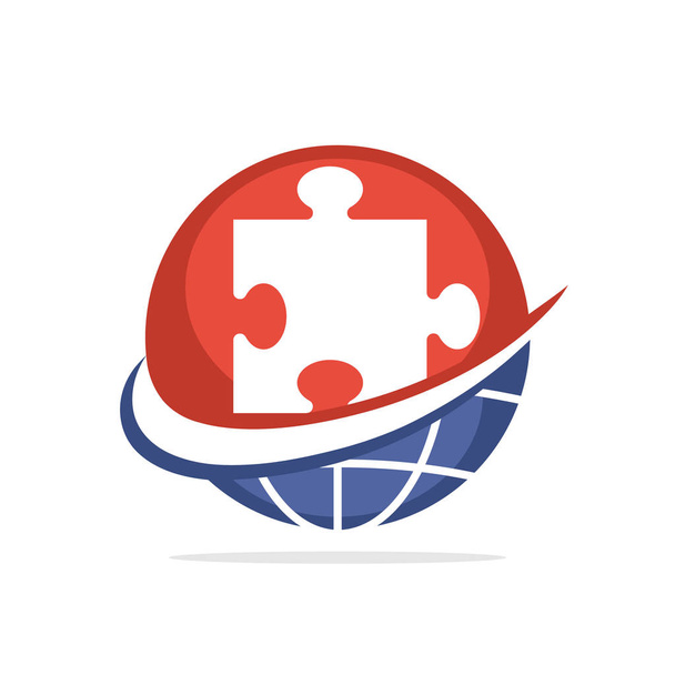 Vektor Illustration Symbol mit einem globalen Lösungskonzept - Vektor, Bild