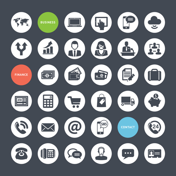 Set of icons for business, finance and communication - Vector, Image