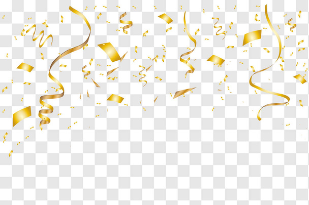 Coriandoli d'oro isolati. I Confetti sono scoppiati. Illustrazione vettoriale festiva
 - Vettoriali, immagini