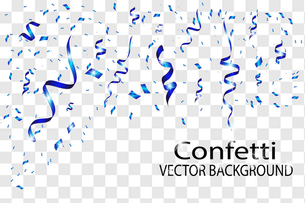 Feiern Hintergrund mit Konfetti blau. isoliert auf weißem transparentem Hintergrund. Vektor-Illustration, Folge 10 - Vektor, Bild