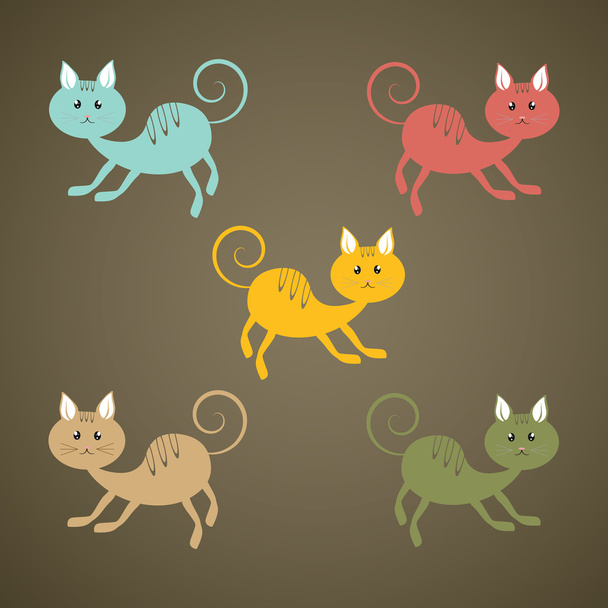 öt aranyos cica - Vektor, kép