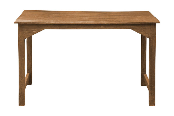Vecchio tavolo in legno isolato su sfondo bianco, lavoro con percorso di ritaglio
. - Foto, immagini