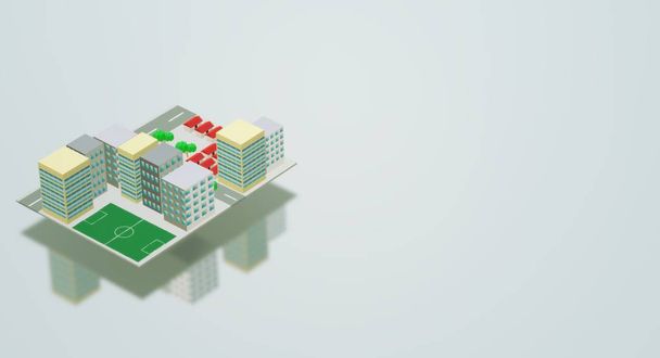 A 3D-s épület város kép háttér-tartalom. - Fotó, kép