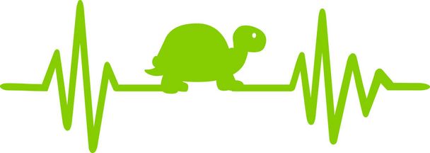Пульсовая черепаха с зеленым силуэтом
 - Вектор,изображение