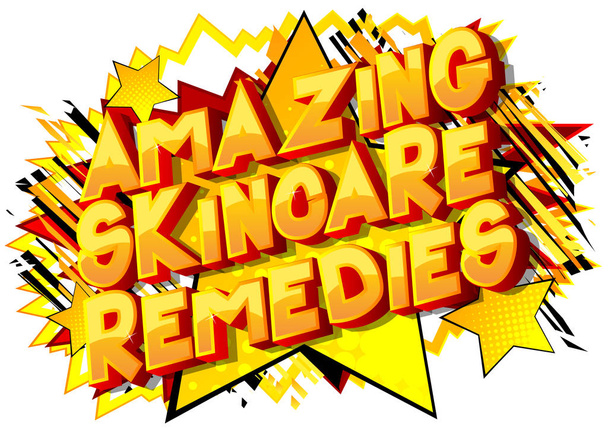 Remédios Skincare surpreendentes - Vector ilustrado frase estilo quadrinhos em fundo abstrato
. - Vetor, Imagem