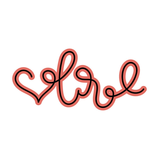 Le mot "amour", ligne continue, cœur. Design pour mariage, Saint Valentin et plus encore. Calligraphie vectorielle
. - Vecteur, image