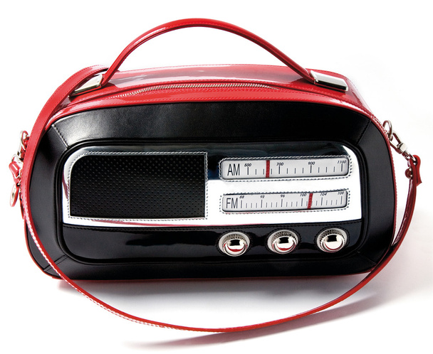 Bolso de cuero bicolor de imitación de radio vintage
 - Foto, Imagen