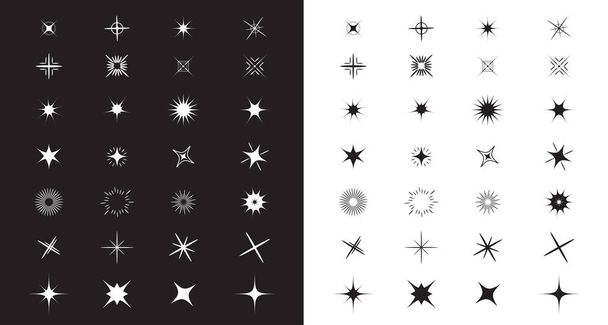 Sparkles and Stars Colección de formas lindas. Elementos decorativos navideños. Fondo blanco y negro
.  - Vector, imagen